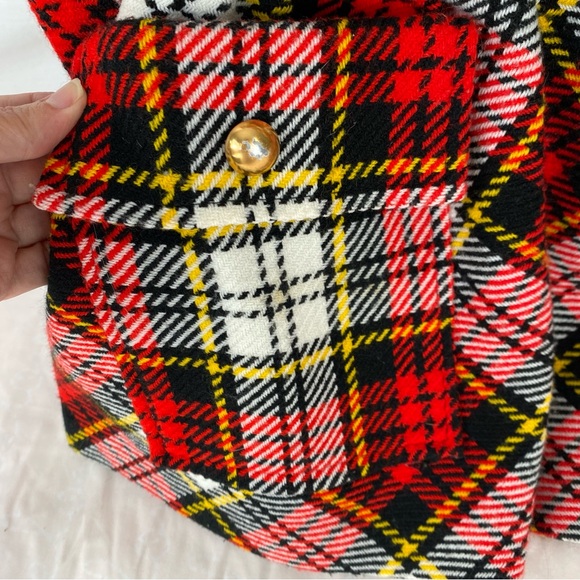 Vintage 70s Plaid Mini Dress Made in Japan Size 12 Red Tartan Mod - Picture 4 of 13